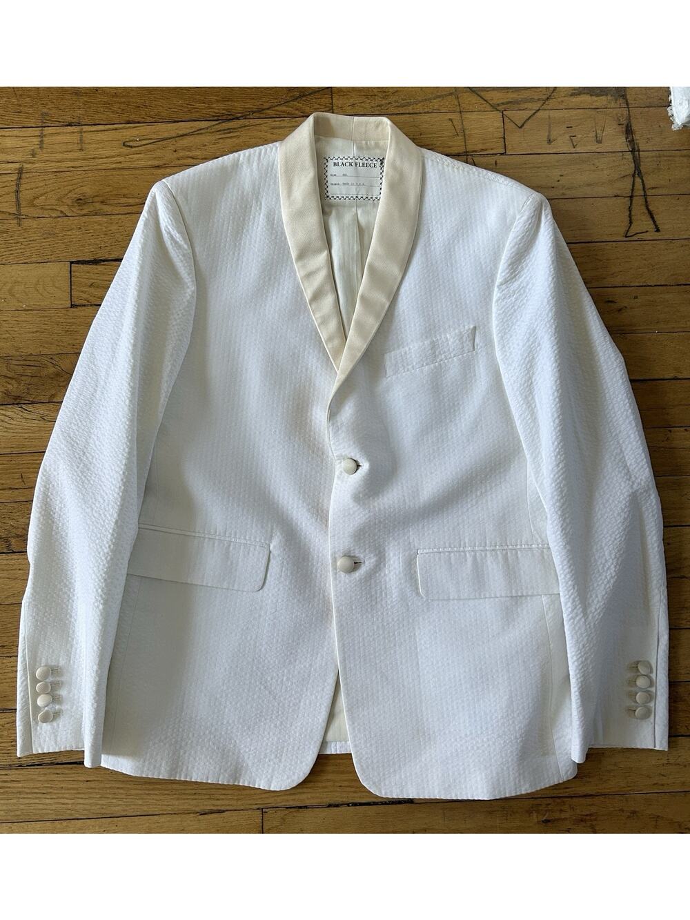 Men’s Brooks Brothers Black Fleece Thom Browne White Shawl Collar Blazer 38R BB1